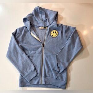 Vintage Havana Kids Blue Hoodie zip up 
with Smiley Patch
Size large 14